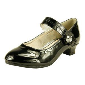 The Doll Maker Girl Ankle Strap Low Heel Mary Jane Dress Pump - Black - Size 4